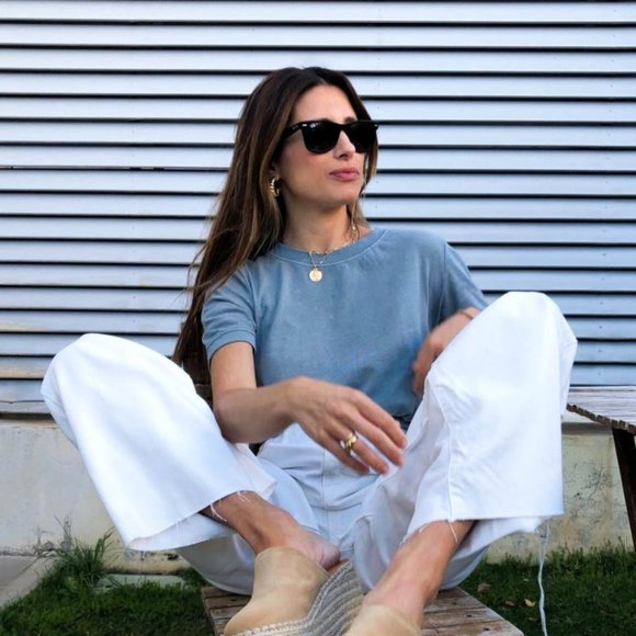 NEW Zara Sea Grey / Blue Tee - Small - Picture 5 of 10